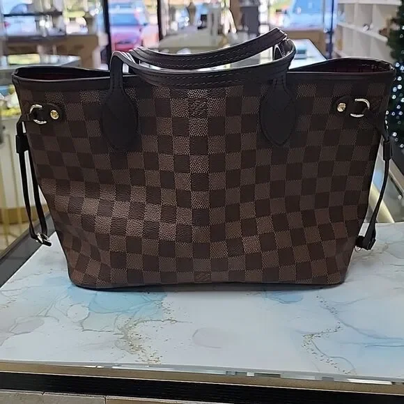 NEW Authentic Louis Vuitton Damier Ebene Neverfull PM Purse Bag Tote & Pouch - Picture 2 of 15